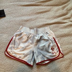 boston college camo running shorts